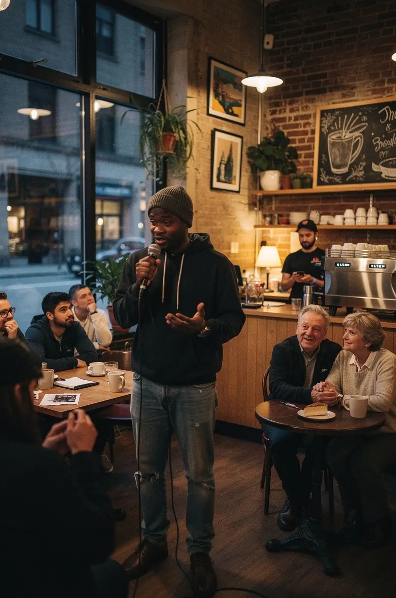 Community members engaging in a meetup for connection.